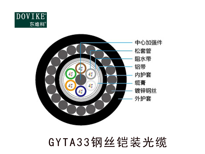 GYTA33钢丝铠装室外直埋/水下/防鼠光缆---江苏东维通信科技有限公司